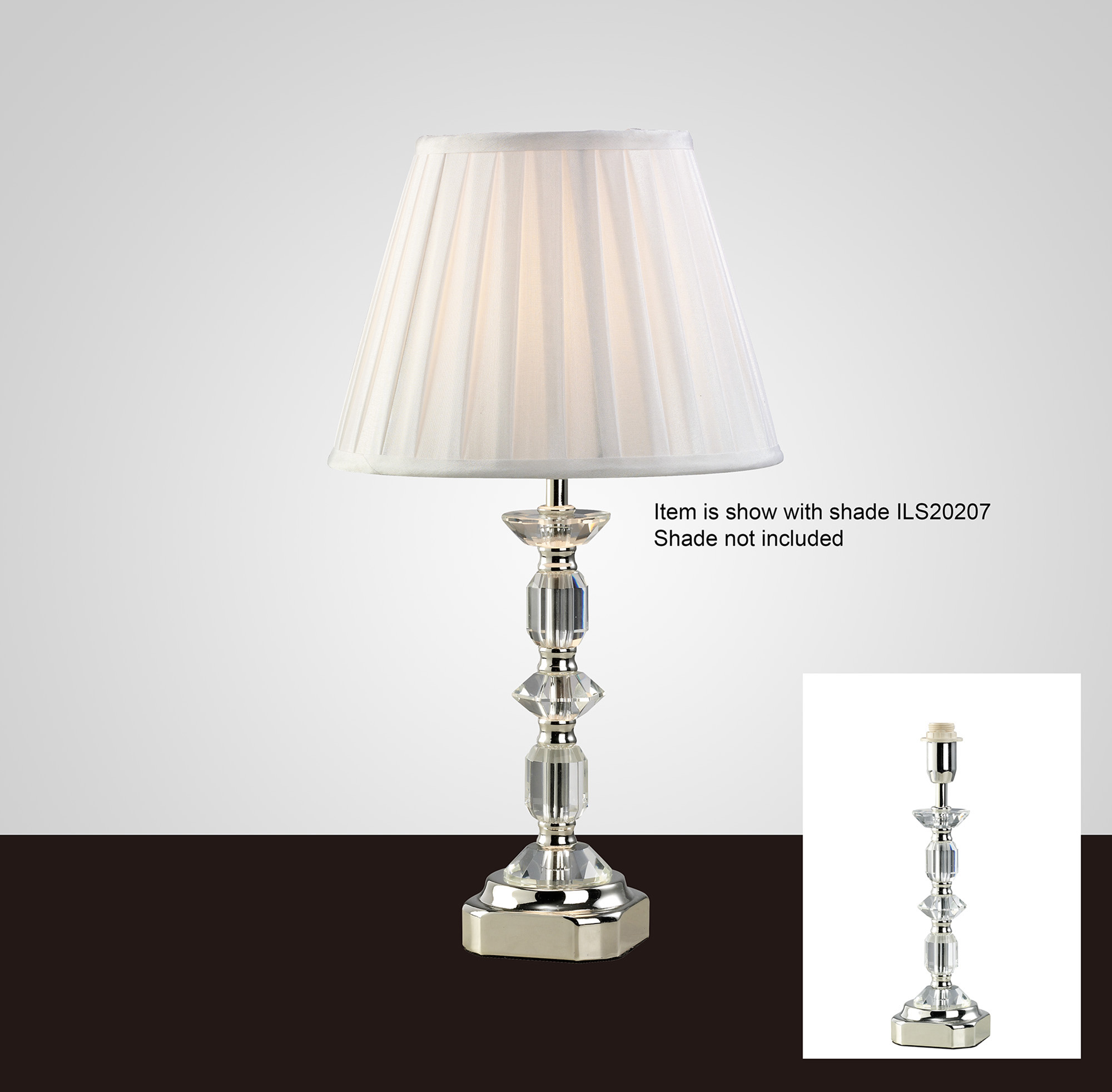 IL11002  Sora Crystal 33.5cm 1 Light Table Lamp Without Shade